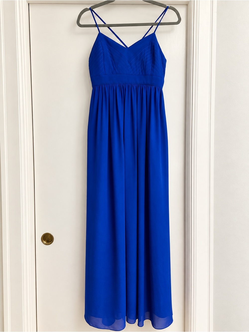 Badgley Mischka Royal Blue Spaghetti-Strap Maxi Dress